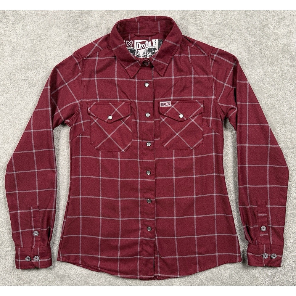 DIXXON Flannel Co Shirt Womens Small Red White Plaid The Underground Pearl Snap